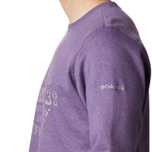 🆕Columbia Men's Hart Mountain Graphic Crew, Large-Soft Purple Heather Tough - Picture 3 of 5